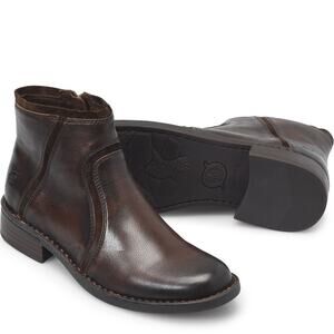 Born Cincy Brown Leather Ankle Boots Women’s US 9M Side Zip NIB